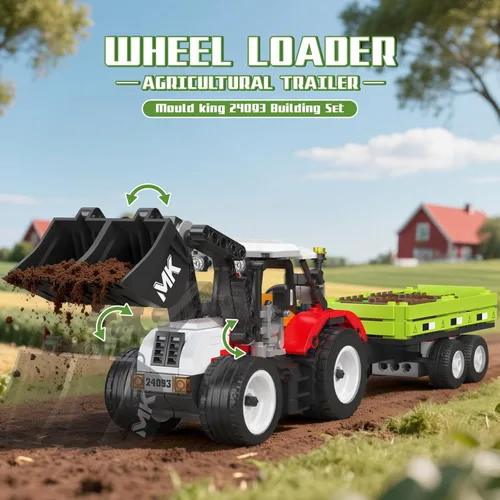 Miniatura 2 de Mould King 24093 Farm Wheel Loader - Juego de construcción de 504 piezas de mini World City Series para niños a partir de 8 años