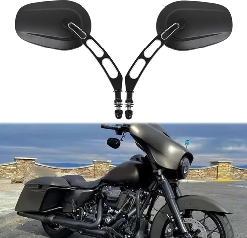 Miniatura 10 de Espejos de motocicleta para Road King, Sportster, Street Glide, Electra Glide, Dyna, Softail, Road Glide, 1982-2019 (Negro#2)