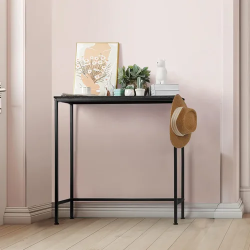 Miniatura 2 de Mesa de consola estrecha y larga para sofá, mesa de entrada, mesa de consola negra para puerta delantera, mesas decorativas delgadas para entrada