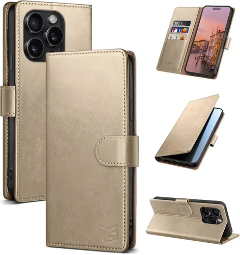Miniatura 12 de SUANPOT Diseño para iPhone 15 Pro Max 6.7 pulgadas Funda tipo cartera con tarjetero de crédito RFID, funda de piel sintética para mujeres y hombres