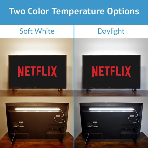 Miniatura 5 de TrueColor - Barra de luz LED alimentada por USB con cubierta esmerilada para debajo del gabinete, debajo del monitor, retroiluminación de TV, fácil
