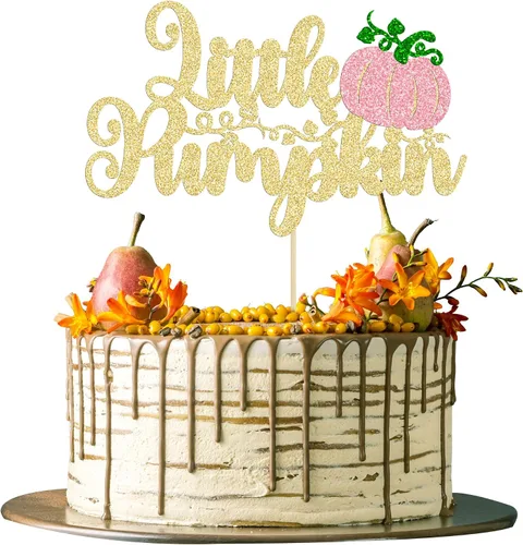 Miniatura 24 de 24 adornos para cupcakes de calabaza para niños o niñas con purpurina para revelación de género, decoración para cupcakes de calabaza, pies