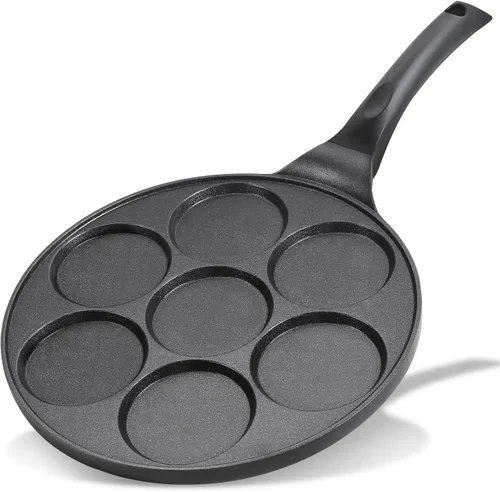 Miniatura 10 de Sartén antiadherente para hotcakes con moldes tipo parrilla, mini fabricante de panqueques con revestimiento libre de PFOA, adecuada para todas
