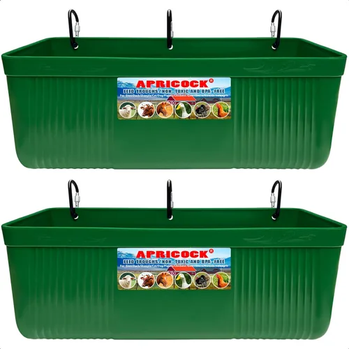 Miniatura 10 de Comedero grande y alimentador para cabras - Paquete de 2 comederos colgantes con clips, cubo de agua, comedero de cerca, suministros para cabras
