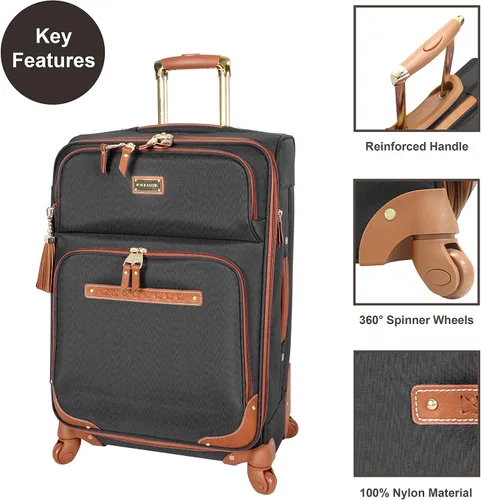Miniatura 2 de Steve Madden Designer Luggage Collection - Bolsa expandible de 28 pulgadas para hombres y mujeres, maleta duradera y ligera a cuadros con ruedas