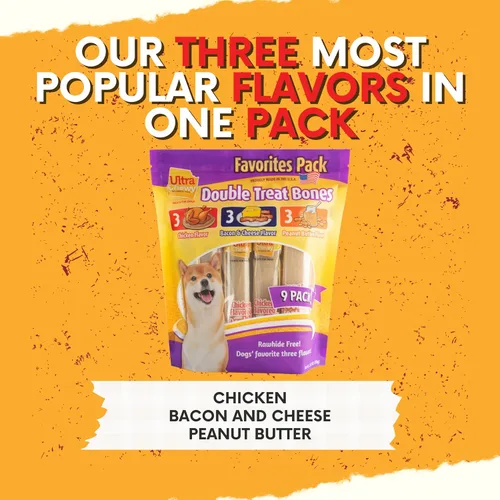 Miniatura 4 de Ultra Chewy Double Treat Bones Favorites, golosinas para perros, hechas en los Estados Unidos, golosinas saludables, fáciles de digerir, promueve