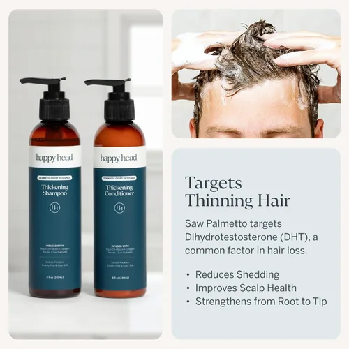 Miniatura 7 de Happy Head Set de champú y acondicionador para el cabello para hombres y mujeres con biotina, aceite de argán, colágeno y queratina, rutina diaria