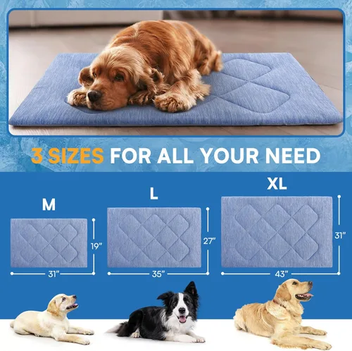 Miniatura 4 de Queenmore Tapete refrescante grande para perros, cama plana portátil para mascotas para perros y gatos, tapete antideslizante para dormir para Azul