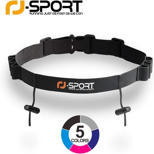Miniatura 6 de RJ-Sport Cinturón con número de carrera, soporte para cinturón de carreras de triatlón con 6 trabillas de gel energético para triatalón, maratón