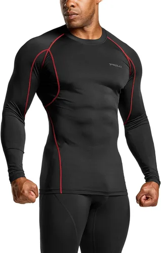 Miniatura 2 de TSLA - Paquete de 1 o 3 camisas de compresión de manga larga FPU 50+ para hombre, camisa de entrenamiento atlético, protector de erupción