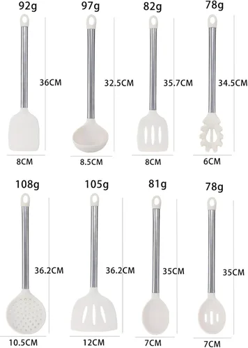 Miniatura 6 de Juego de 34 utensilios de cocina de silicona, resistentes al calor, aptos para lavavajillas, juego de espátulas con mango de acero inoxidable