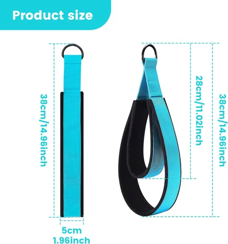 Miniatura 2 de 2 correas cómodas de doble bucle para Pilates de grosor mejorado, correa de anillo en D para gimnasio en casa y accesorios de entrenamiento de yoga