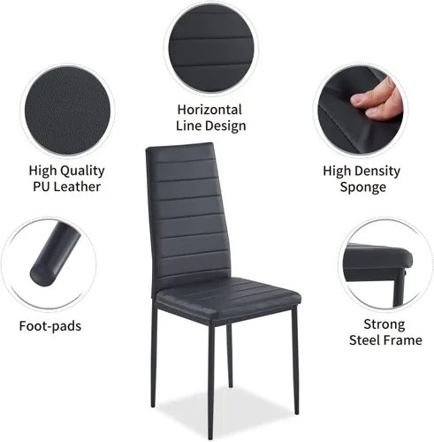 Miniatura 7 de Juego de mesa y silla de comedor de 7 piezas, juego de mesa de comedor para 6 mesas de cocina con 6 sillas, mesa rectangular de vidrio con 6 sillas