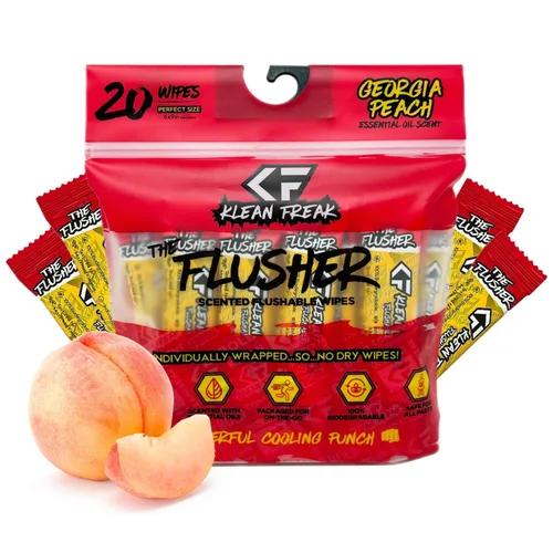 THE KLEAN FREAK FLUSHER - Toallitas desechables para adultos y niños - Toallitas húmedas de viaje 100% biodegradables envueltas individuales para