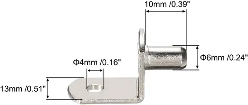 Miniatura 2 de uxcell Clavija de soporte para estante, soporte en forma de L de 0.236 pulgadas, estante de armario de muebles, clavijas de soporte con agujero