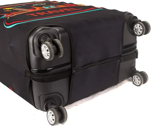 Miniatura 4 de Madifennina Funda protectora de equipaje de viaje de elastano para equipaje de 23 a 32 pulgadas, Negro-viaje
