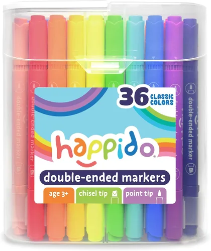 Miniatura 6 de International Arrivals Juego de marcadores de doble cara para niños Happido, juego de 36 marcadores no tóxicos a base de agua con estuche