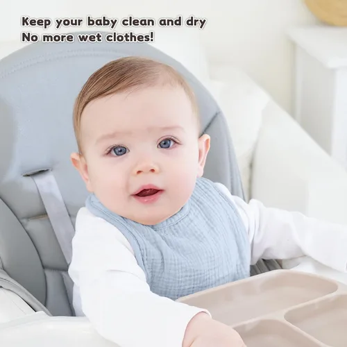 Miniatura 2 de Susurration Baberos de muselina para bebé 8 paquetes, baberos tipo bandana, baberos ajustables suaves cuadrados para babeo de bebé unisex para niñas