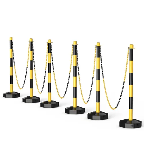 Miniatura 7 de Paquete de 6 Conos de Poste Delineador de Tráfico con Base Rellenable, Barrera de Seguridad Ajustable de Plástico para Control de Multitudes