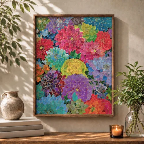 Miniatura 3 de Cross & Glory Sinfonía dorada de la dalia - Rompecabezas de 1000 piezas para adultos Rompecabezas de arte de mosaico floral vibrante Obra