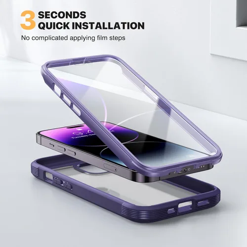 Miniatura 40 de Diaclara Funda diseñada para iPhone 16, mejorada [protección completa de la cámara], carcasa resistente de cuerpo completo con protector de pantalla