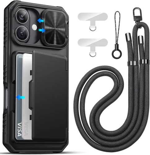 Miniatura 68 de ATATOO Funda para iPhone 17, tarjetero integrado (almacena 3-5 tarjetas) y funda para cámara deslizante y bloqueo RFID, protección de grado militar