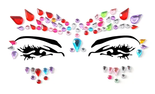 Miniatura 14 de 32 piezas de gemas faciales (diseños aleatorios) autoadhesivas con purpurina para tatuaje, gemas para festivales, fiestas rave, maquillaje corporal