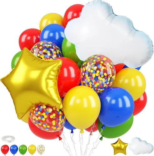 Miniatura 16 de Globos de Casino, Globos Metálicos Negros Rojos Dorados de 12 Pulgadas con Confeti y Dados de Lámina para Decoración de Fiesta Temática de Juego