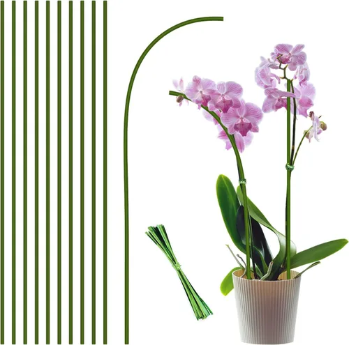 Miniatura 7 de 20 estacas para plantas, palitos para plantas, verde jardín flexible de un solo tallo para plantas de interior y exterior, plantas en maceta, Marrón