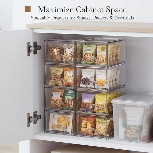 Miniatura 6 de Paquete de 8 pequeñas cajas de almacenamiento de acrílico apilables transparentes para herramientas de arte y bocetos, cajones de almacenamiento