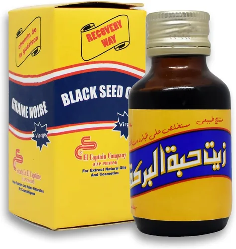 El Capitán Negro Aceite puro prensado en frío ElCaptain Al Captain Pure Natural Raw Nigella Egipto Hierbas Egipcias Hierbas Halal (2.11 oz / 2.0 fl