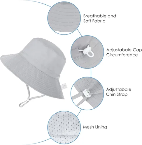 Miniatura 4 de Sombrero de sol para bebé, gorra ajustable para playa, verano, UPF 50+ para bebé, niña y niño
