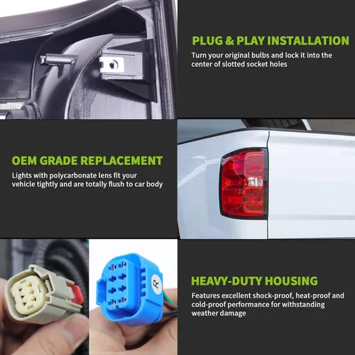 Miniatura 4 de MOCW Luz trasera derecha compatible con Chevrolet Silverado 1500 2500 HD 3500HD 2014-2018, GMC Sierra 3500 HD 2014-2018, luces traseras de freno