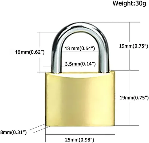 Miniatura 5 de Paquete de 12 candados de latón macizo con la misma llave, cerradura sólida con cuerpo de bloqueo (0.984 in) de ancho, candados con llave para caja