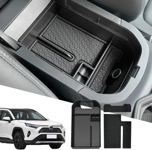 D-Lumina Organizador de consola central RAV-4 - Compatible con Toyota RAV4 2019 2020 2021 2022 2023 2024 2025 - Bandeja de almacenamiento secundaria