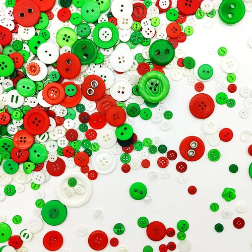 Miniatura 8 de 600-700Pcs Botones de Navidad para manualidades, surtidos en rojo, blanco y verde, botones de Navidad para costura, manualidades, decoración DIY