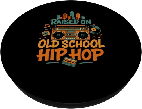 Miniatura 2 de Raised on Old School Hip Hop Retro Boombox PopSockets Adhesive PopGrip