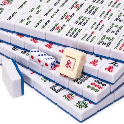 Miniatura 4 de Yellow Mountain Imports "Set de Mahjong Chino Real Azul con 146 Azulejos Medianos y Estuche de Vinilo Azul — Solo para Juego al Estilo Chino Índigo