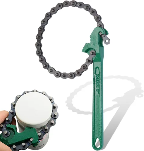 Llave de cadena de trinquete resistente de 9 pulgadas, herramienta reversible de filtro de aceite, herramientas de accesorios de tubería, ajuste