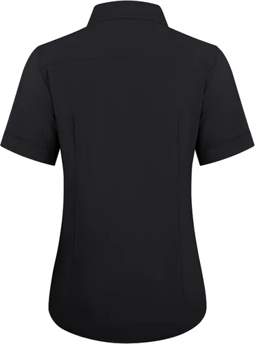 Miniatura 3 de Siliteelon - Camisas de vestir con protección contra manchas, sin arrugas, de manga corta, color liso, con botones, para mujer