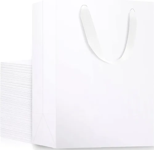 Miniatura 30 de EUSOAR Bolsas de compras y mercancías, tamaño mediano, 25 piezas de 7.8 x 3.9 x 11 pulgadas, bolsas de regalo reciclables de papel kraft marrón