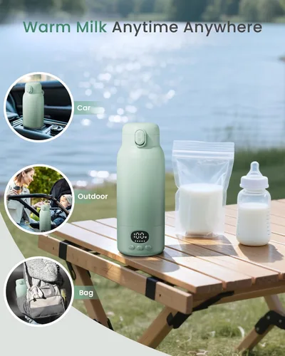 Miniatura 8 de Portable Bottle Warmer - Dual Heating Modes for Breast Milk & Water, 17 Ounces, Fast Heating, Long Lasting Battery, Ideal for Travel, Outdoor, Baby