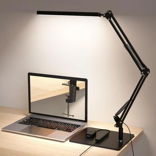 Miniatura 9 de TROPICALTREE Lámpara de escritorio LED para oficina en casa, con abrazadera con 5 modos de luz y apagado automático Lámpara de 14W de brillo