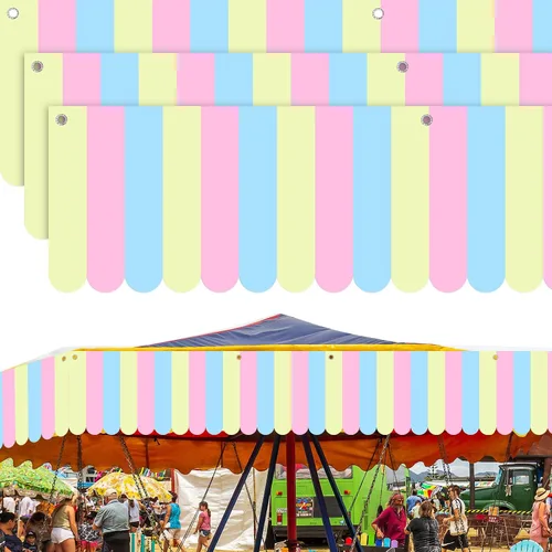 Miniatura 17 de Preboun 3 piezas de decoración de toldo de carnaval, tienda de campaña de circo, decoraciones colgantes de carnaval, pancarta de concesión, toldo