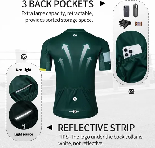 Miniatura 4 de Men's Cycling Jerseys Short Sleeve MTB Mountain Bike Jersey Honeycomb Breathable Mesh with 3 Pockets