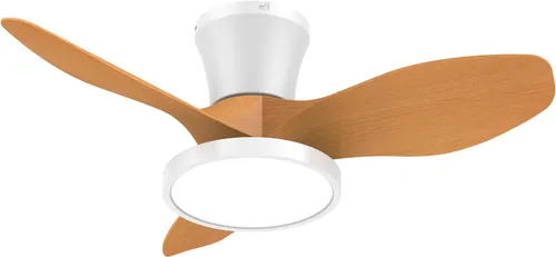 Miniatura 11 de ocioc Ventilador de techo silencioso con luz LED, motor de CC de 32 pulgadas, control remoto de gran volumen de aire, nogal para cocina, dormitorio