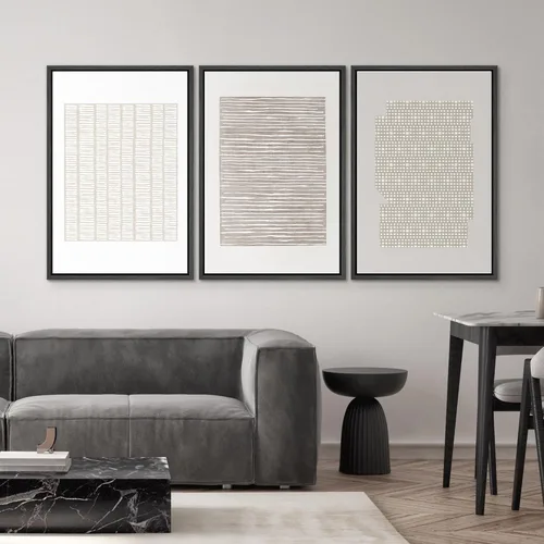 Miniatura 302 de SIGNWIN Lienzo enmarcado para pared, arte con pinceladas de flujo neutro en tonos beige abstractos, ilustraciones, arte moderno, decorativo