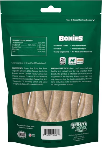 Miniatura 10 de Bonies Aliento natural y fórmula dental de tamaño mini, un solo hueso, ingredientes naturales, aliento fresco, limpia los dientes, baja en calorías
