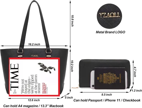 Miniatura 5 de YZAOLL Bolsos para mujer de cuero sintético, medianos y grandes, bolso de hombro, cartera, juego de bolso de mano y billetera