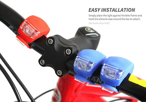 Miniatura 5 de Malker Luz de Bicicleta Delantera y Trasera Juego de Luces LED de Silicona para Bicicleta - Faro Delantero y Luz Trasera de Bicicleta, Impermeables